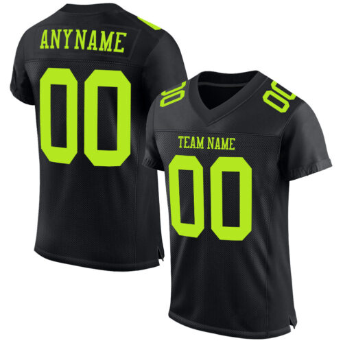 Black1169 Custom Black Neon Green Mesh Authentic Football Jersey