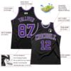 Custom Black Purple-Gray Authentic Throwback Basketball Jersey