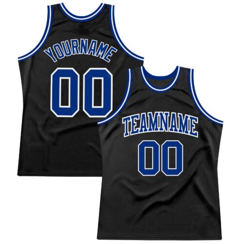 Black1181 Custom Black Royal-White Authentic Throwback Basketball Jersey