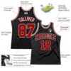 Custom Black Red-White Authentic Throwback Basketball Jersey