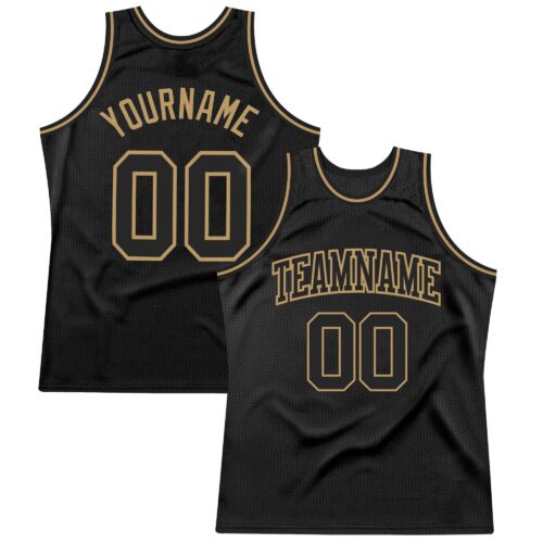 Black1183 Custom Black Black-Old Gold Authentic Throwback Basketball Jersey