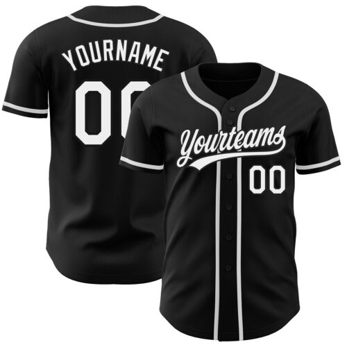 Black1185 Custom Black White Authentic Baseball Jersey