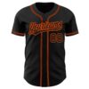 Custom Black Black-Orange Authentic Baseball Jersey