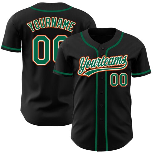 Black1230 Custom Black Kelly Green-Orange Authentic Baseball Jersey