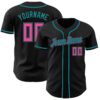 Custom Black Pink-Teal Authentic Baseball Jersey