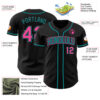 Custom Black Pink-Teal Authentic Baseball Jersey