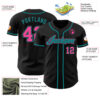Custom Black Pink-Teal Authentic Baseball Jersey