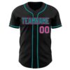 Custom Black Pink-Teal Authentic Baseball Jersey