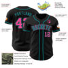 Custom Black Pink-Teal Authentic Baseball Jersey