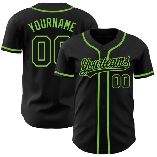 Black1254 Custom Black Black-Neon Green Authentic Baseball Jersey