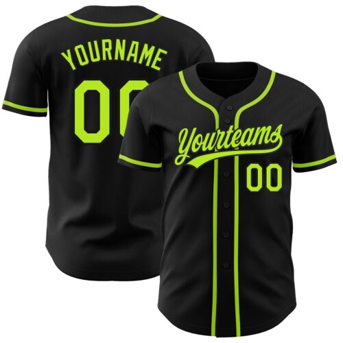 Black1257 Custom Black Neon Green Authentic Baseball Jersey