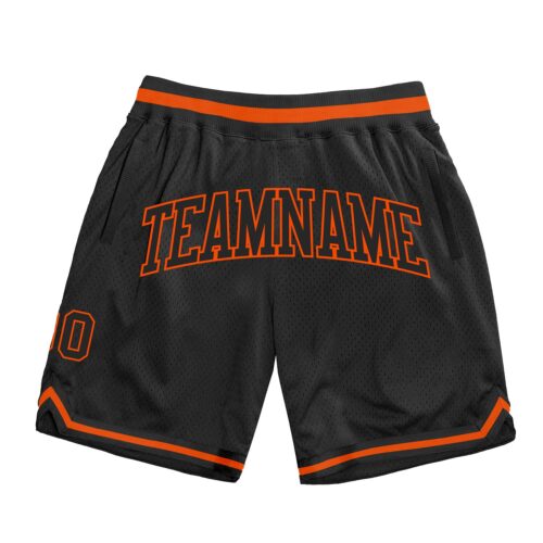 Black1262 Custom Black Black-Orange Authentic Throwback Basketball Shorts