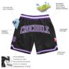 Custom Black Purple-White Authentic Throwback Basketball Shorts