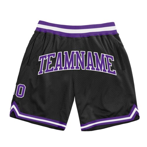 Black1263 Custom Black Purple-White Authentic Throwback Basketball Shorts