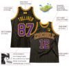 Custom Black Gold Pinstripe Purple-Gold Authentic Basketball Jersey