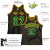 Custom Black Gold Pinstripe Kelly Green-Gold Authentic Basketball Jersey