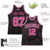 Custom Black Pink Pinstripe Pink-Black Authentic Basketball Jersey