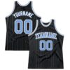 Custom Black Light Blue Pinstripe Light Blue-White Authentic Basketball Jersey