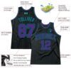 Custom Black Teal Pinstripe Purple-Teal Authentic Basketball Jersey