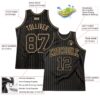 Custom Black Old Gold Pinstripe Black-Old Gold Authentic Basketball Jersey