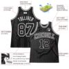 Custom Black White Pinstripe Black-White Authentic Basketball Jersey