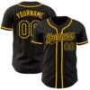 Custom Black Gold Pinstripe Black Authentic Baseball Jersey