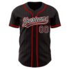 Custom Black Red Pinstripe Black Authentic Baseball Jersey