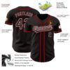 Custom Black Red Pinstripe Black Authentic Baseball Jersey
