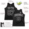 Custom Black White Authentic Throwback Basketball Jersey