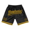 Custom Black Gold Authentic Throwback Basketball Shorts