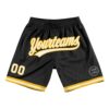 Custom Black White-Gold Authentic Throwback Basketball Shorts