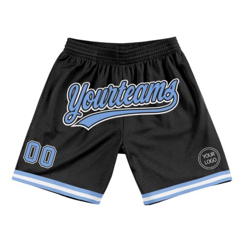 Black1394 Custom Black Light Blue-White Authentic Throwback Basketball Shorts