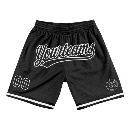 Black1396 Custom Black White Authentic Throwback Basketball Shorts