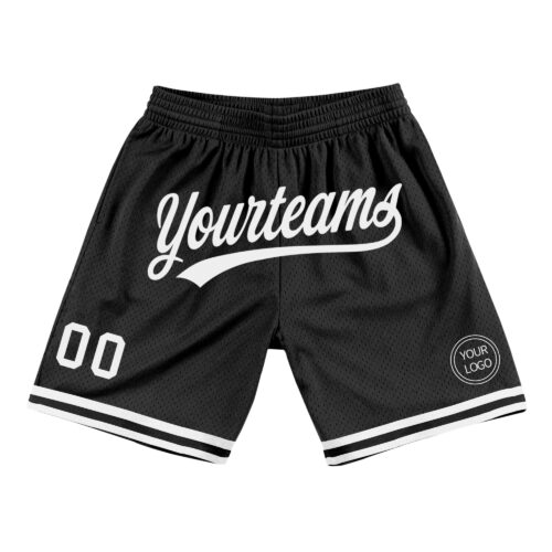 Black1401 Custom Black White Authentic Throwback Basketball Shorts