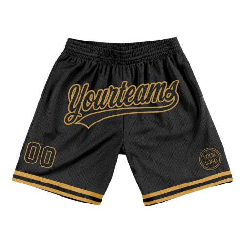 Black1406 Custom Black Old Gold Authentic Throwback Basketball Shorts