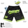 Custom Black Neon Green-White Authentic Throwback Basketball Shorts