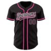 Custom Black Pink Pinstripe Black-White Authentic Baseball Jersey