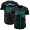 Custom Black Light Blue Pinstripe Kelly Green Authentic Baseball Jersey