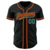 Custom Black Teal Pinstripe Teal-Orange Authentic Baseball Jersey