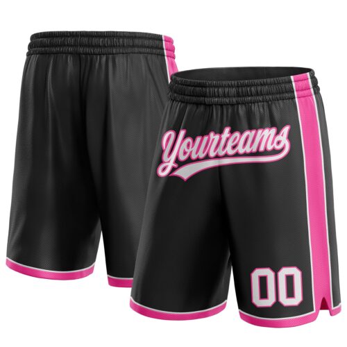 Black1484 Custom Black White-Pink Authentic Basketball Shorts