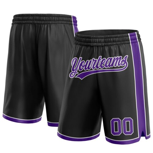 Black1490 Custom Black Purple-White Authentic Basketball Shorts