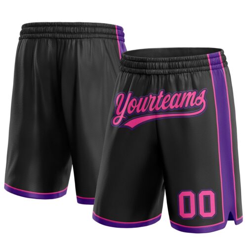 Black1492 Custom Black Pink-Purple Authentic Basketball Shorts