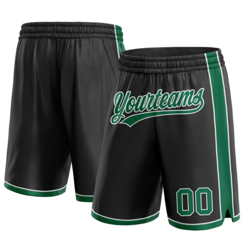 Black1496 Custom Black Kelly Green-White Authentic Basketball Shorts