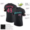 Custom Black Neon Pink-Aqua Performance T-Shirt