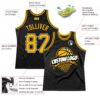 Custom Black Gold-White Authentic Throwback Basketball Jersey