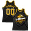 Custom Black Gold-White Authentic Throwback Basketball Jersey