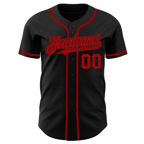 Custom Black Red Authentic Baseball Jersey