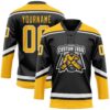 Custom Black Gold-White Hockey Lace Neck Jersey