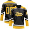 Custom Black Gold-White Hockey Lace Neck Jersey
