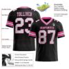 Custom Black White-Pink Authentic Football Jersey